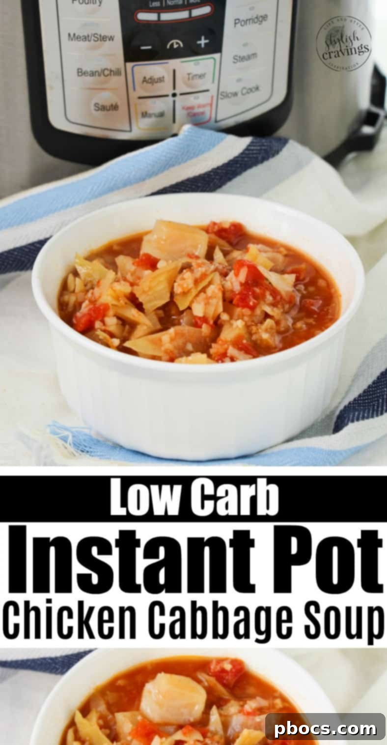 Low Carb Chicken Cabbage Soup - Pinterest Graphic