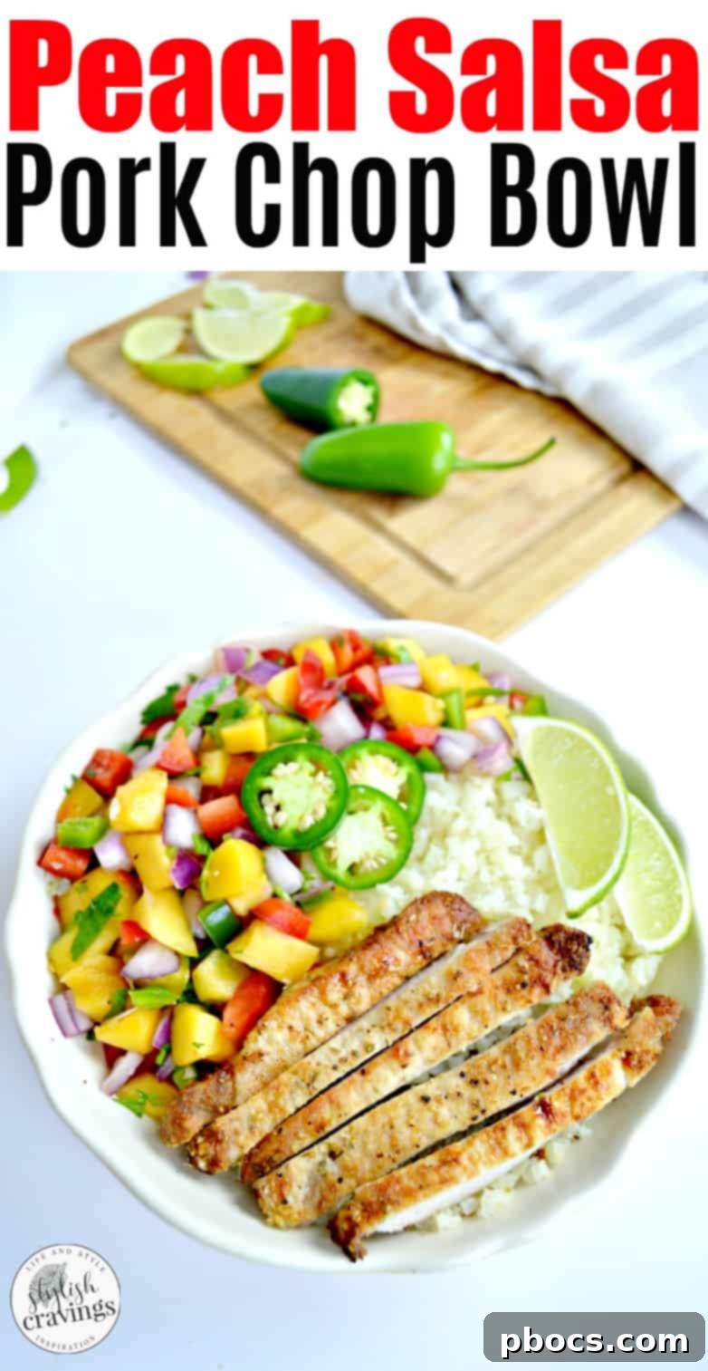 Pin-friendly image for Grilled Pork Chops & Peach Salsa