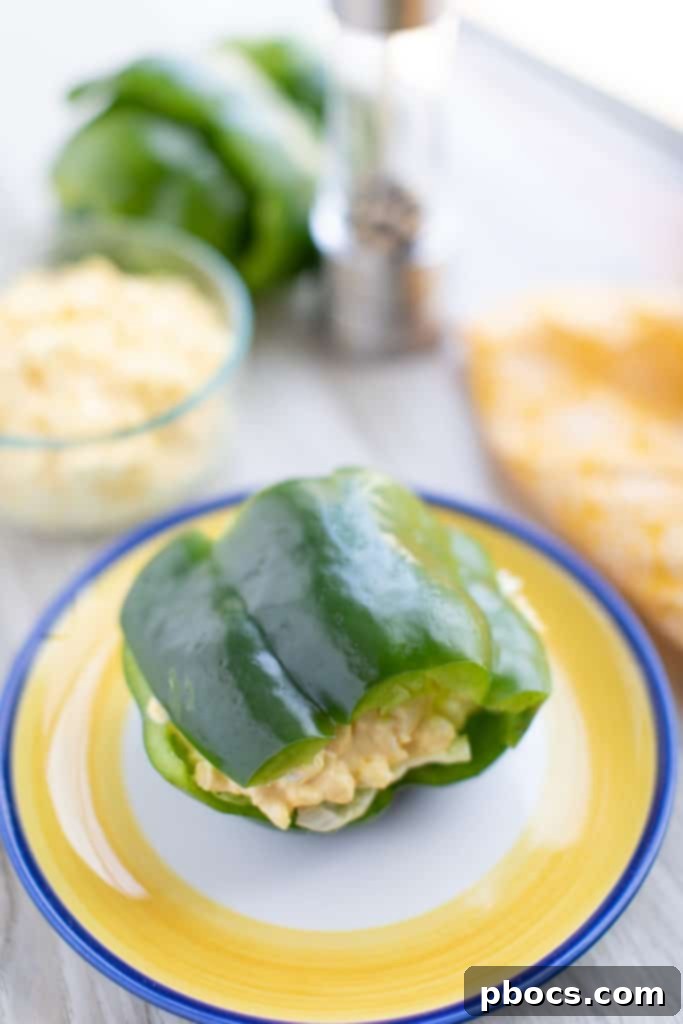 Delicious Bell Pepper Keto Egg Salad Sandwich on a plate