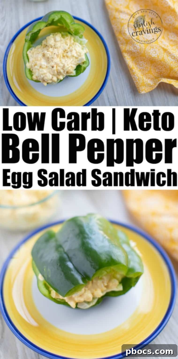 Pinterest Graphic: Bell Pepper Keto Egg Salad Sandwich Recipe