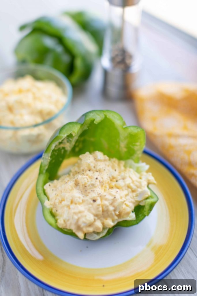 Preparing bell peppers for the Keto Egg Salad Sandwich