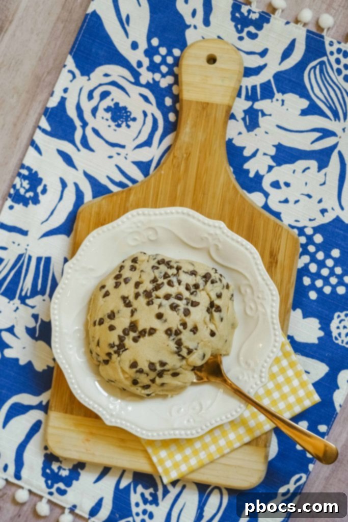Delicious Edible Cookie Dough in a bowl, ready to eat.