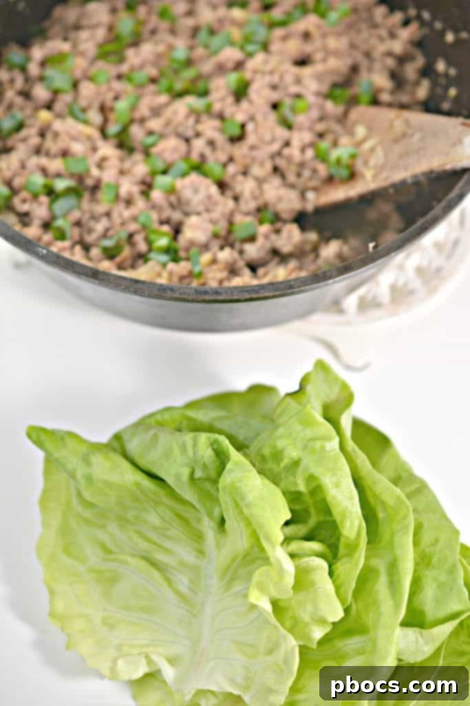 Ready to Serve Lettuce Wraps Serving homemade Keto P.F. Chang's lettuce wraps