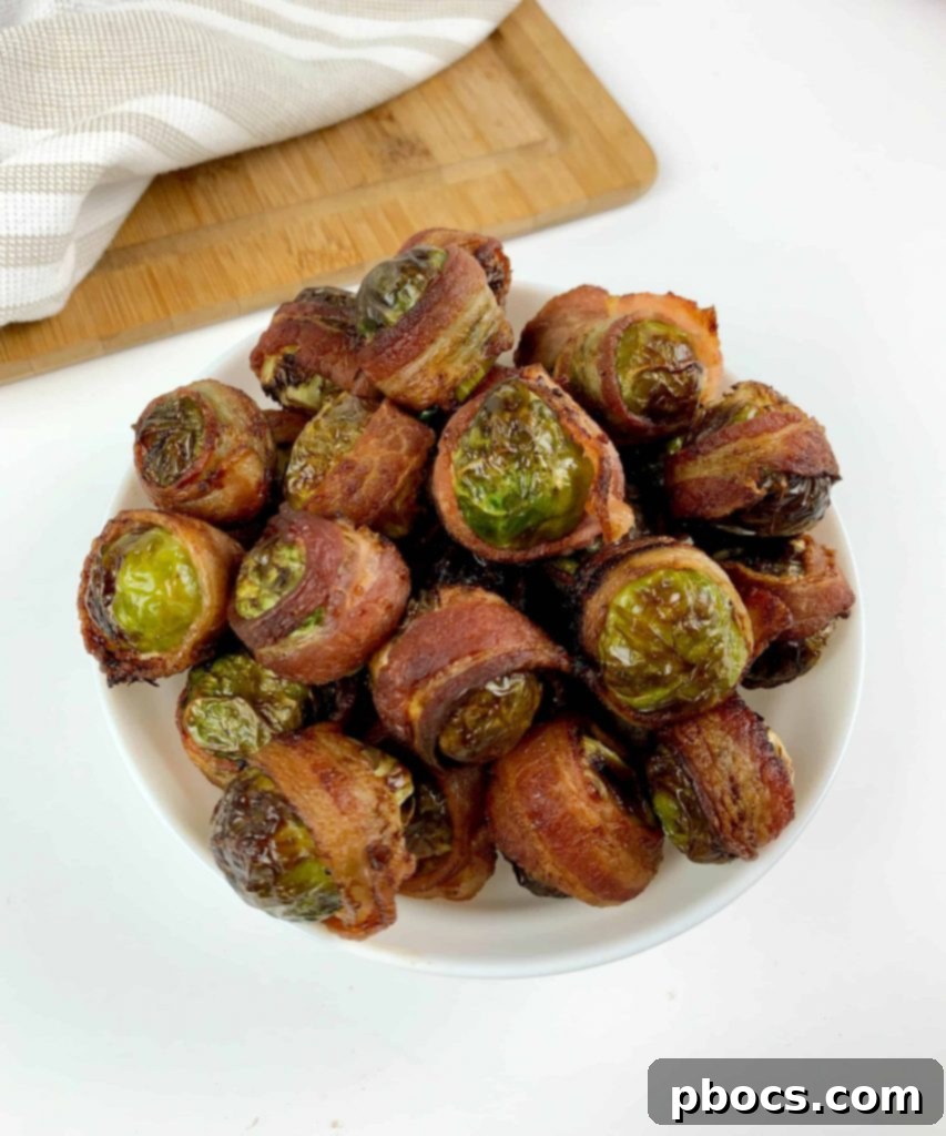 Crispy Air Fryer Bacon Brussels Sprouts 2 Air Fryer Bacon Wrapped Brussel Sprouts - Cooked to perfection with crispy bacon