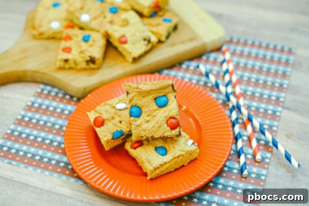 Stars and Stripes Cookie Bars 3 Close-up of freshly baked Red, White & Blue Cookie Bars