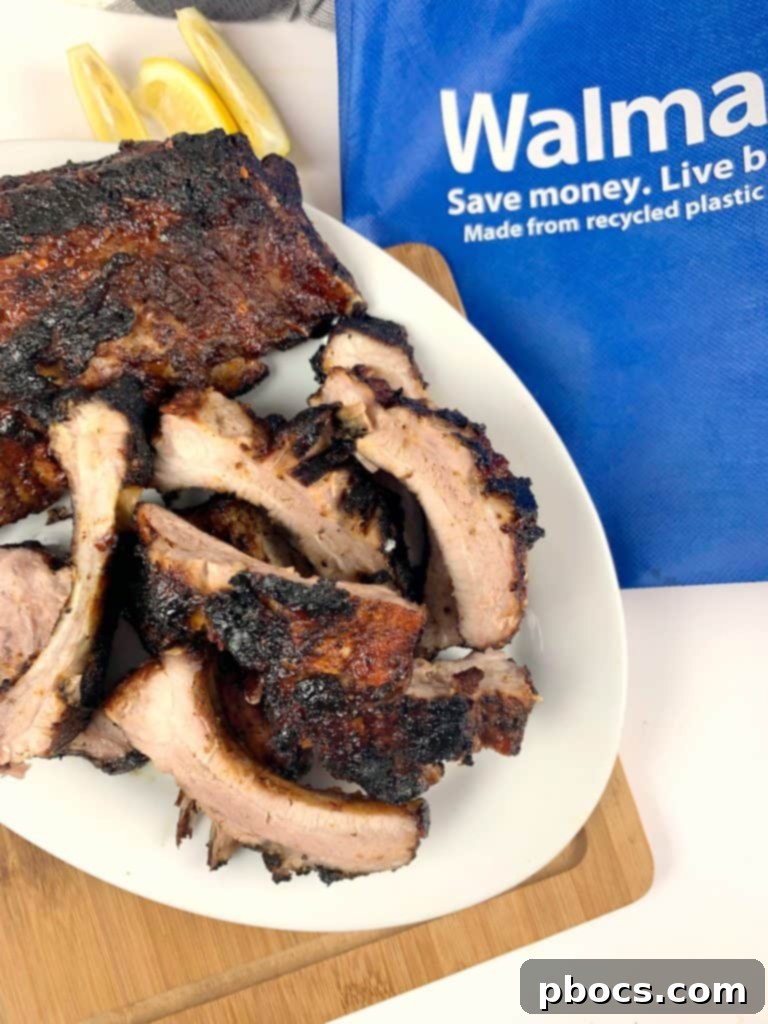 Fresh pork ribs laid out for preparation