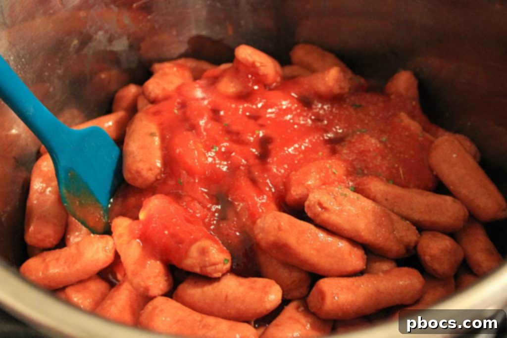 Easy Low Carb Instant Pot Little Smokies 6 Instant Pot with ingredients before cooking