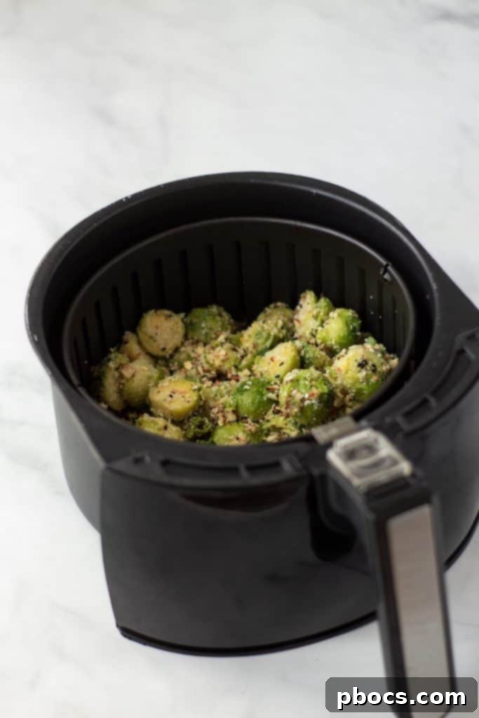 Crispy Air Fryer Parmesan Brussel Sprouts - Cooking in air fryer