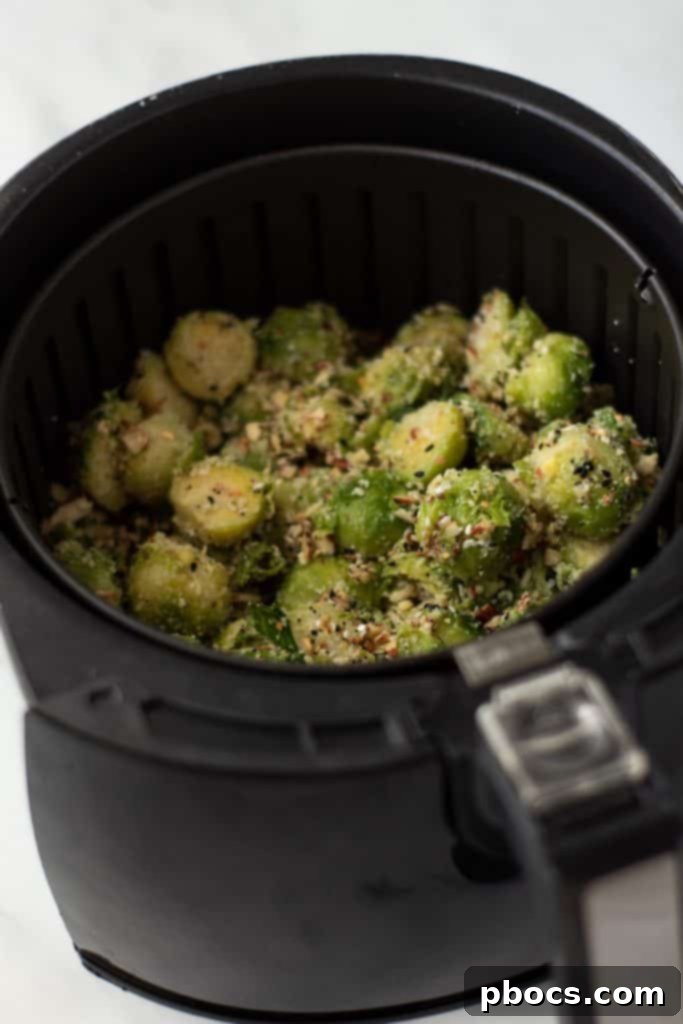 Crispy Air Fryer Parmesan Brussel Sprouts - Golden brown and ready