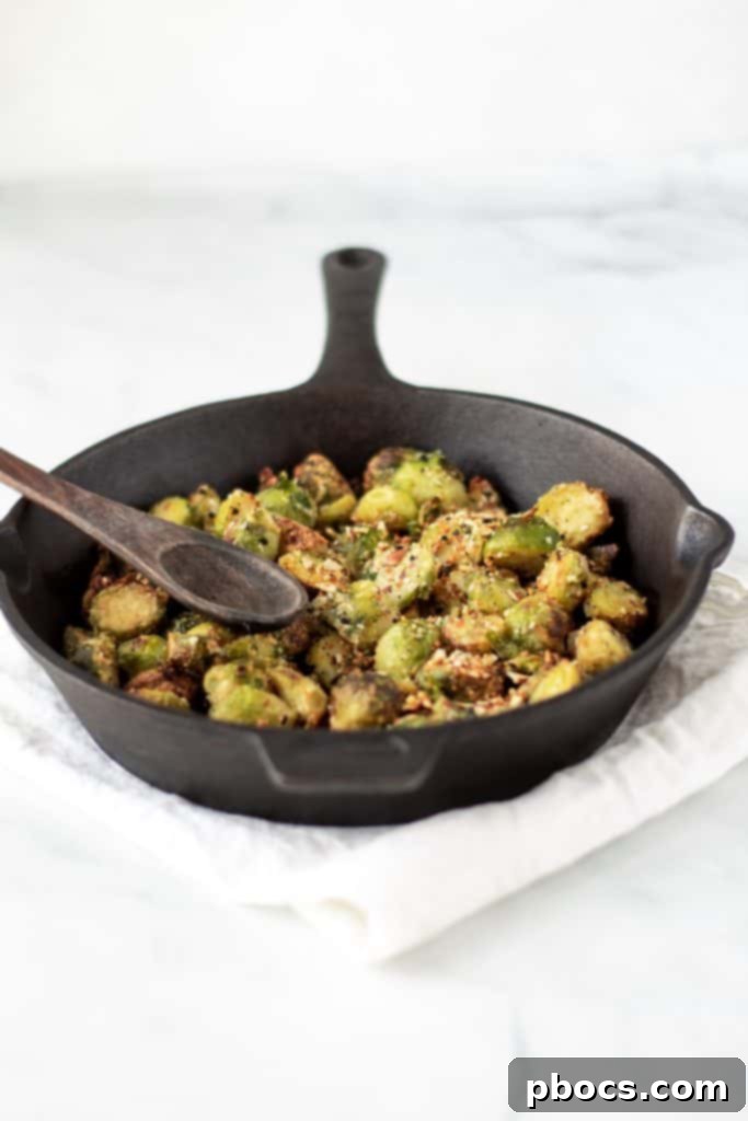 Crispy Air Fryer Parmesan Brussel Sprouts - Served hot