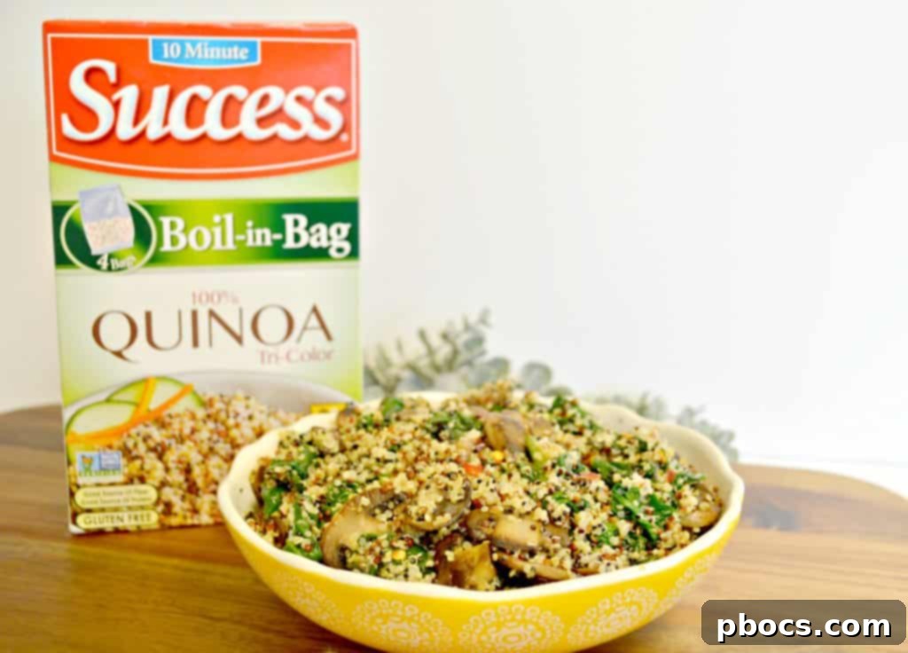 Warm Mushroom Spinach Quinoa Power Bowl 5 Success Boil-in-Bag products