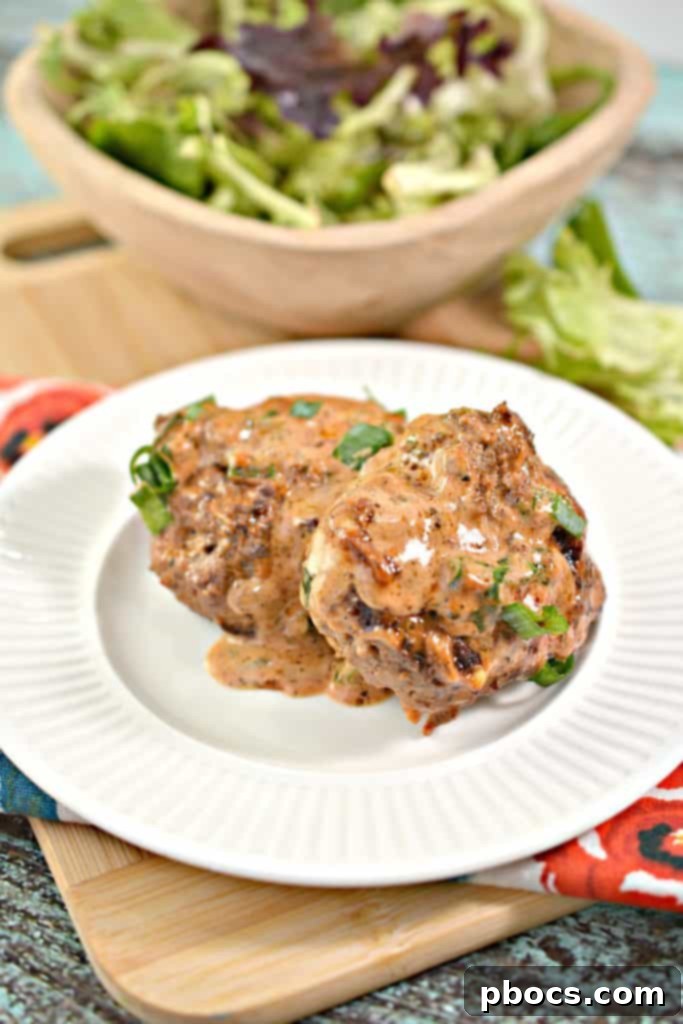 Delicious Keto Feta Burgers with Tomato Cream Sauce ready to be served