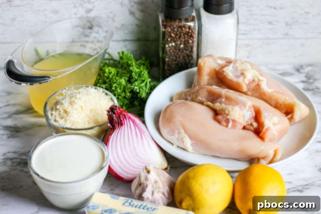 Velvety Lemon Keto Chicken 7 Finished Low Carb Creamy Lemon Chicken on a plate, garnished with parsley