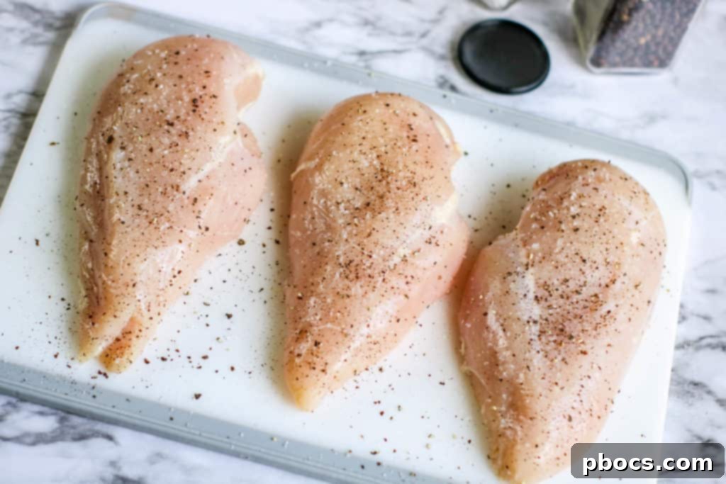 Velvety Lemon Keto Chicken 8 Chicken breasts seasoned with salt and pepper