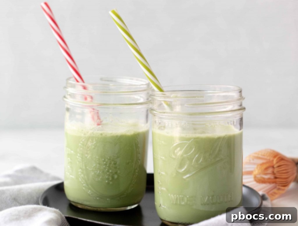 Coconut Keto Matcha Chill 4 Close-up of a frothy Keto Iced Matcha Latte