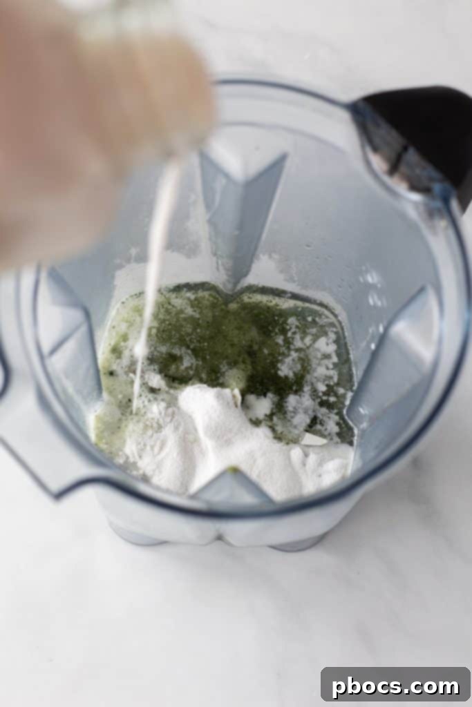 Coconut Keto Matcha Chill 10 Adding stevia and collagen to the blender