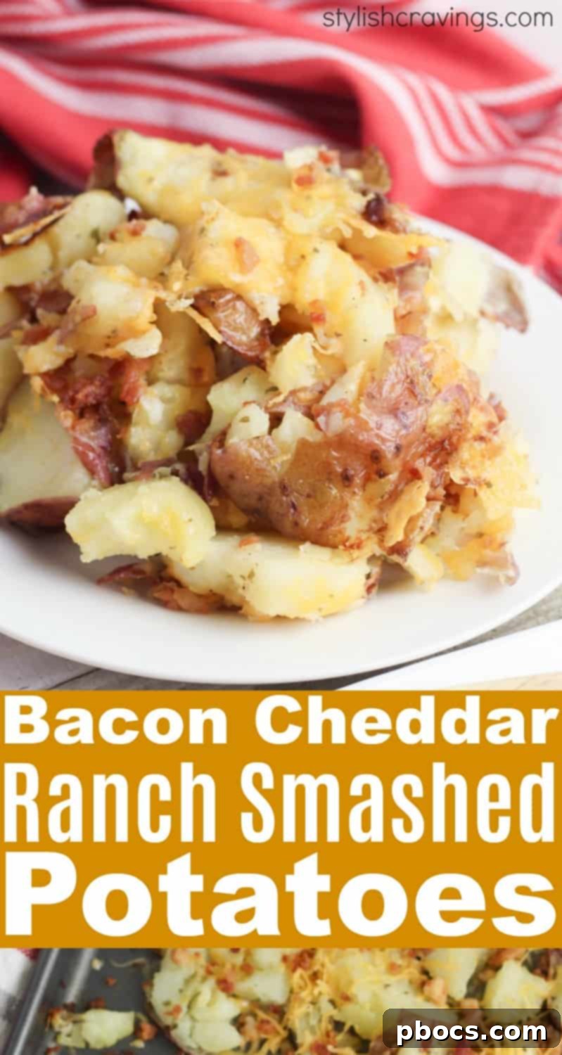 Smash Hit Bacon Cheddar Ranch Potatoes 16 Pin-worthy image of Bacon Cheddar Ranch Smashed Potatoes