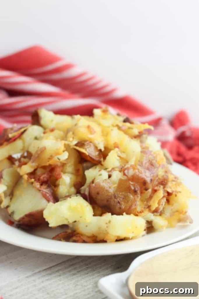 Smash Hit Bacon Cheddar Ranch Potatoes 6 Another angle of crispy Bacon Cheddar Ranch Smashed Potatoes