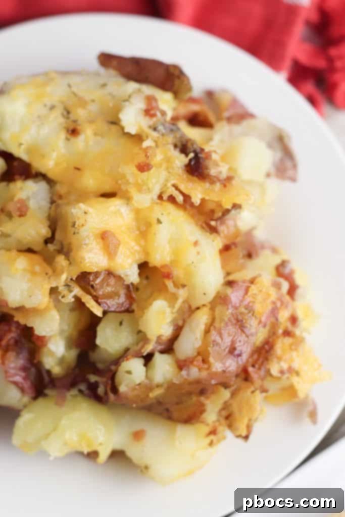 Smash Hit Bacon Cheddar Ranch Potatoes 9 Final plated Bacon Cheddar Ranch Smashed Potatoes with garnish