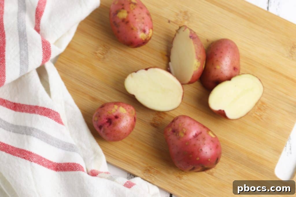 Smash Hit Bacon Cheddar Ranch Potatoes 10 Boiled red potato halves on a baking sheet