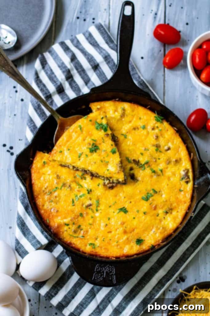 Keto Crustless Taco Casserole 2 Delicious Low Carb Crustless Taco Pie served in a skillet