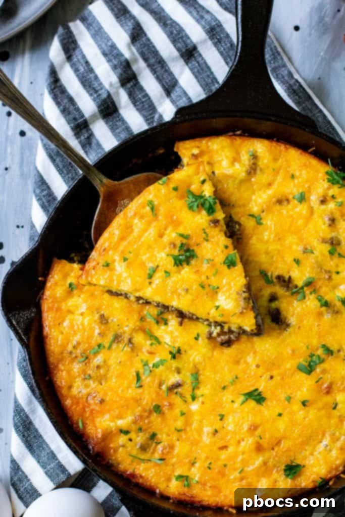 Keto Crustless Taco Casserole 4 A large skillet of freshly baked Low Carb Crustless Taco Pie