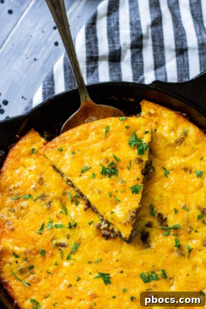 Keto Crustless Taco Casserole 6 A slice of Low Carb Crustless Taco Pie ready to be served