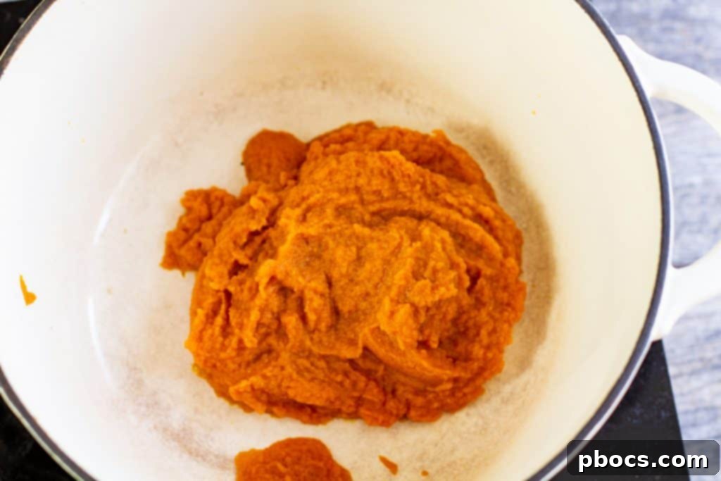 Mixing ingredients for Keto Pumpkin Soup