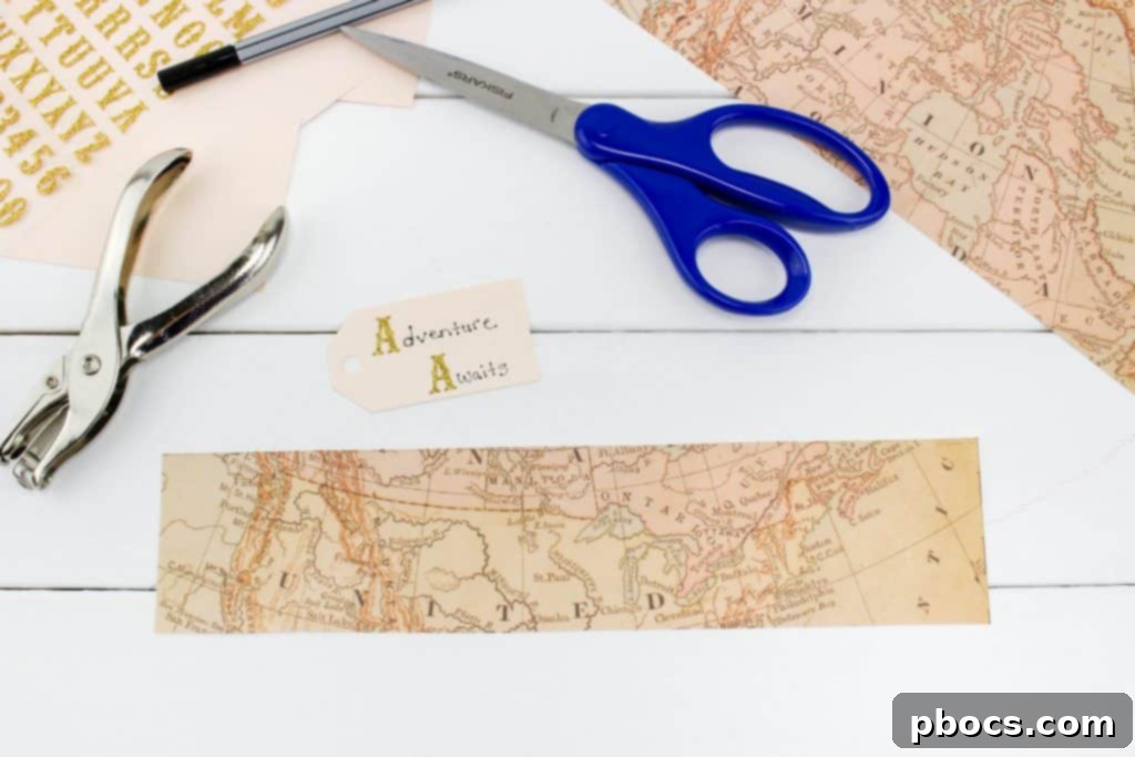 Cutting the tag for the Travel Fund Mason Jar