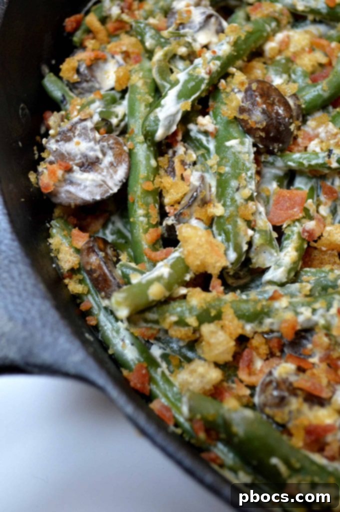 Delicious Keto Green Bean Casserole ready to be served