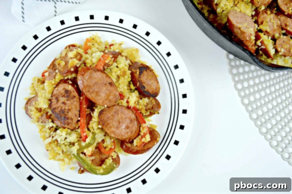 Delicious Kielbasa and Cauliflower Rice Skillet for a Quick Keto Dinner