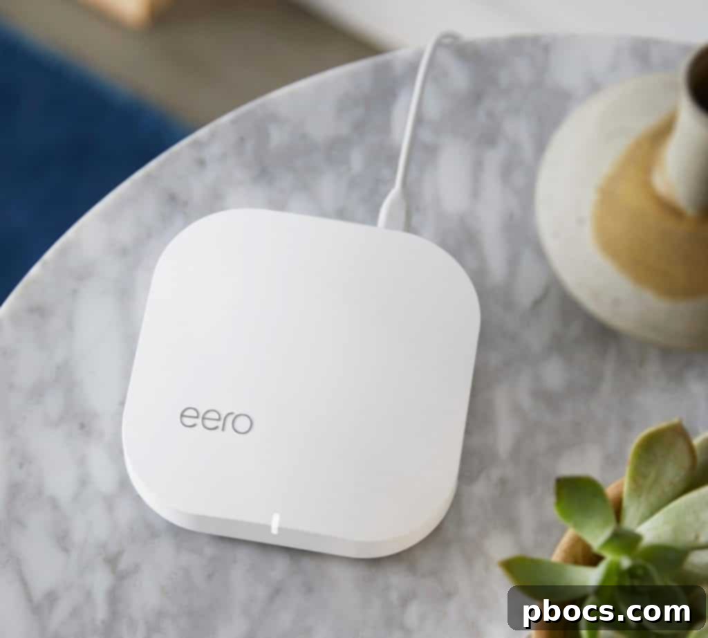 Eero Mesh Wi-Fi System units in a home setting.