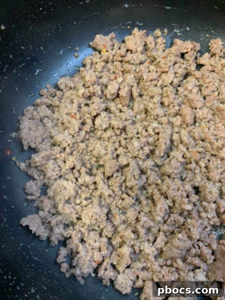 Cooking ground sausage in a pot