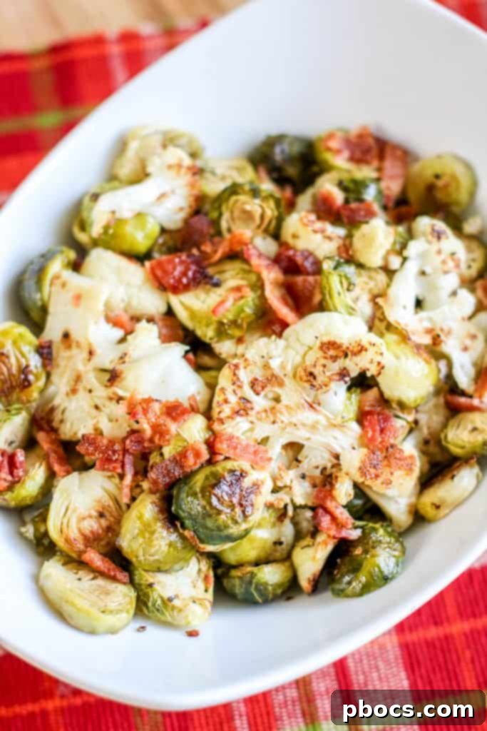 Roasted Cauliflower & Brussel Sprouts With Bacon Roasted Cauliflower & Brussel Sprouts With Bacon