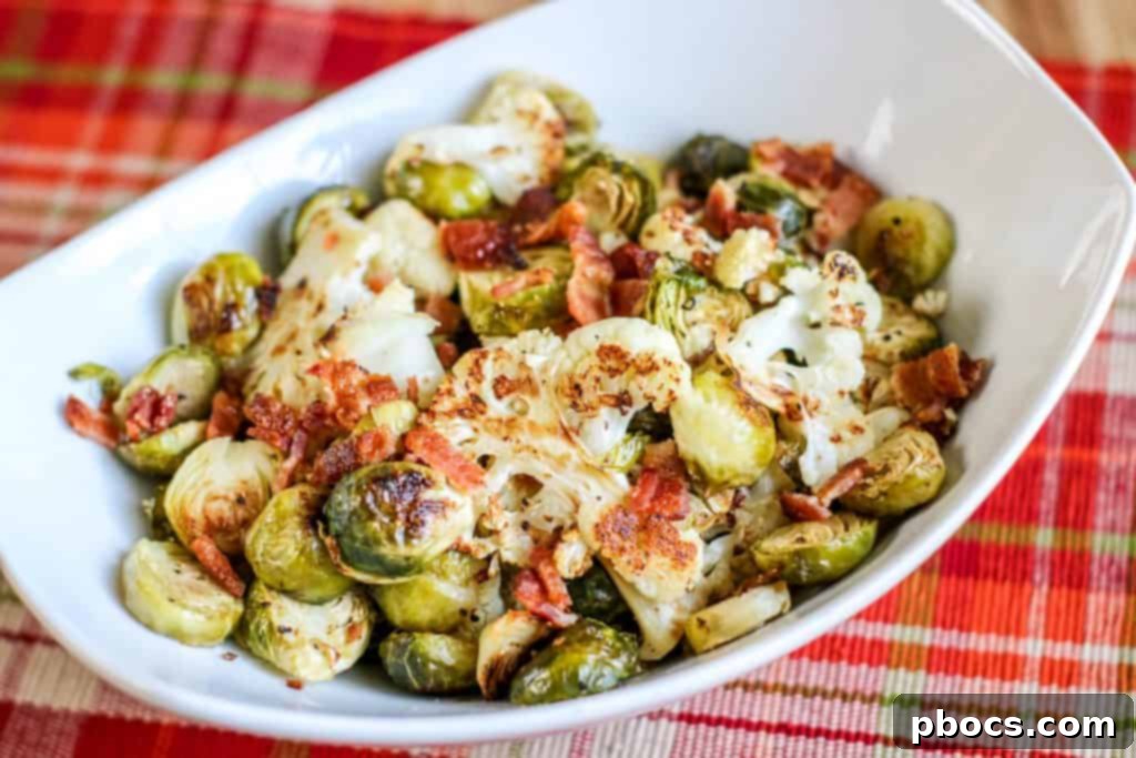 Savory Roasted Cauliflower Brussels and Bacon 3 Roasted Cauliflower & Brussel Sprouts With Bacon