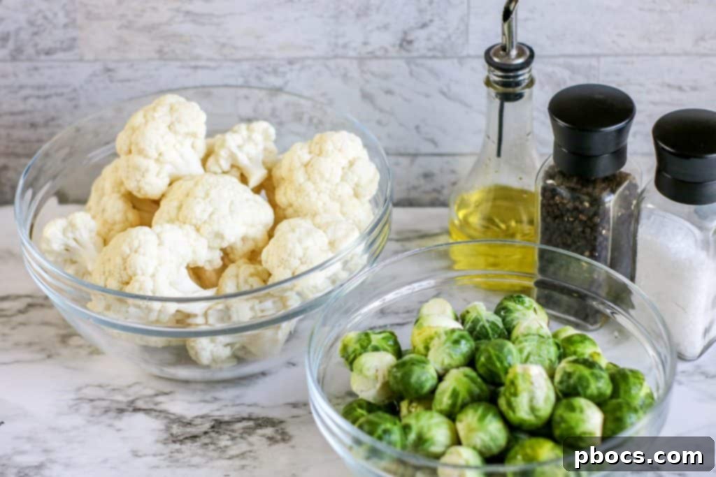 Savory Roasted Cauliflower Brussels and Bacon 6 Roasted Cauliflower & Brussel Sprouts With Bacon
