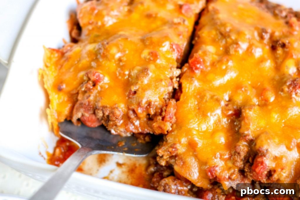 Low Carb Chili Cheese Dog Bake, fresh from the oven, bubbling and golden.