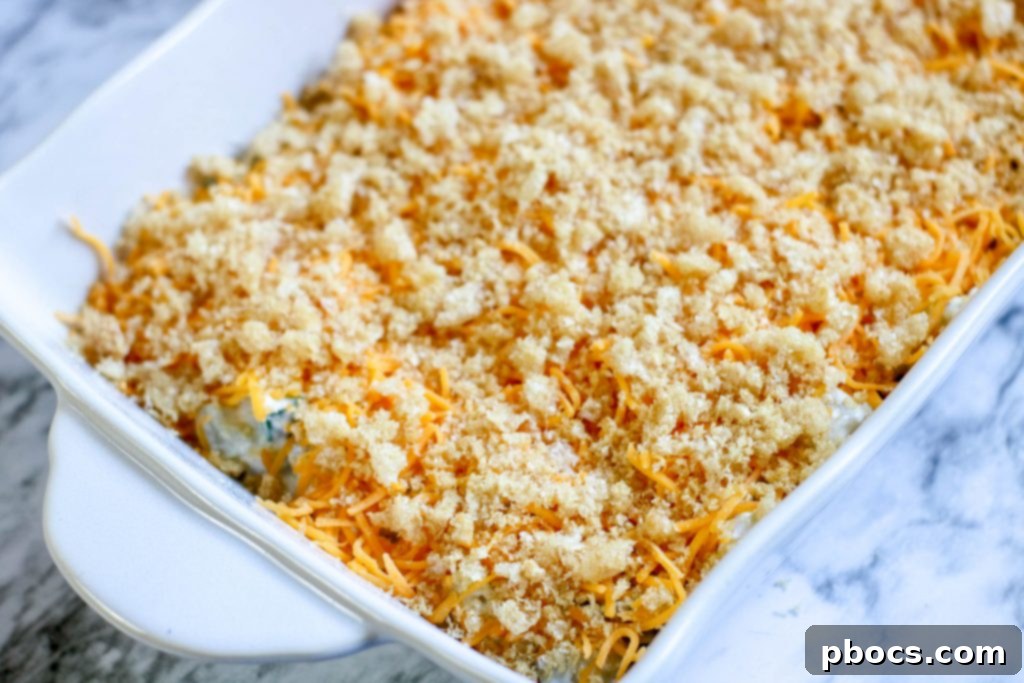 Adding pork rinds to the casserole topping
