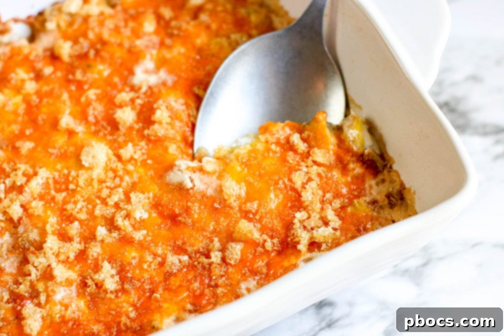 Baked Low Carb Cheesy Squash Casserole, bubbly and golden