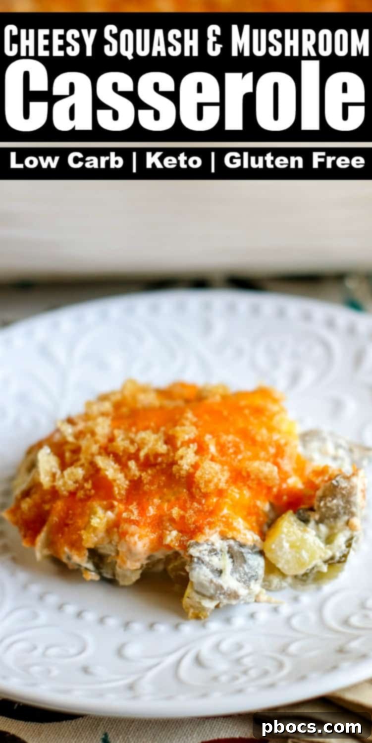 Low Carb Cheesy Squash Casserole recipe pin