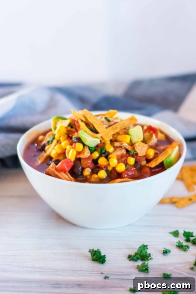 Healthy Slow Cooker Chicken Tortilla Soup