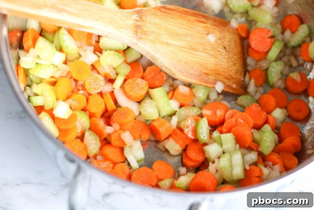 Creamy Keto Bacon Cauliflower Chowder 7 Sautéing vegetables for Low Carb Bacon Cauliflower Chowder