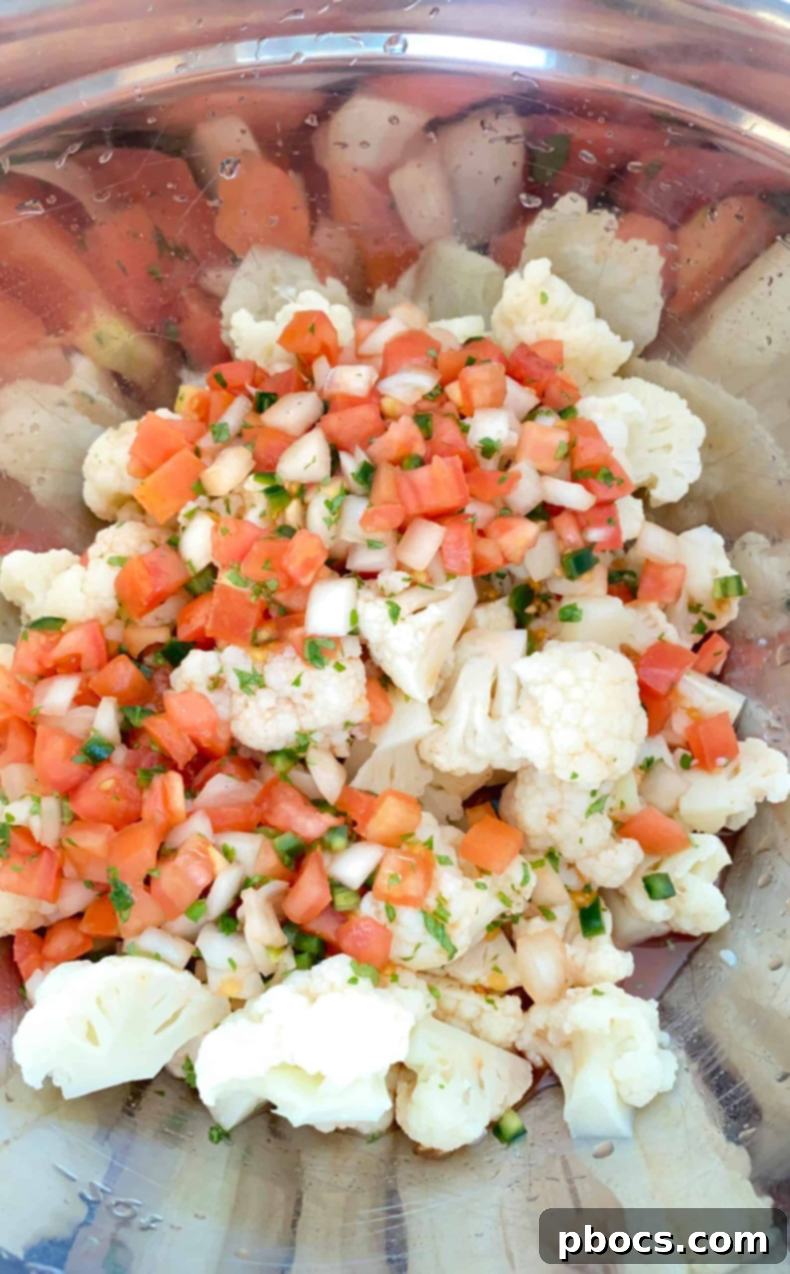 Vibrant Cauliflower Ceviche Tacos 12 Mixing ceviche ingredients