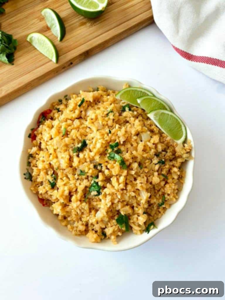 Finished plate of Keto Mexican Cauliflower Rice