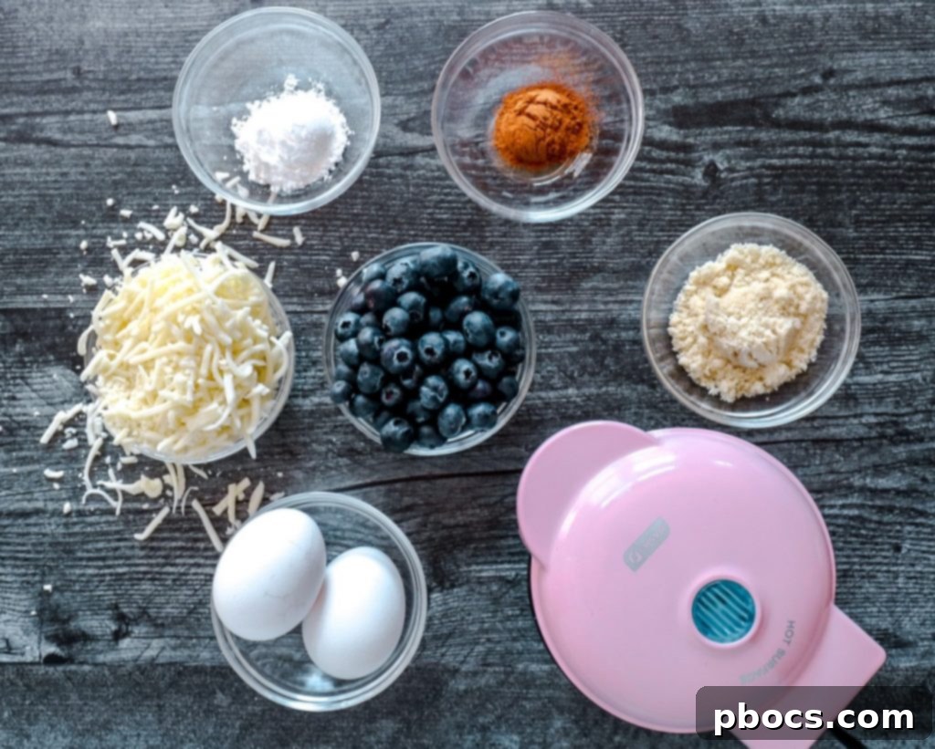 Fluffy Keto Blueberry Chaffles 8 Preparing Waffle Maker