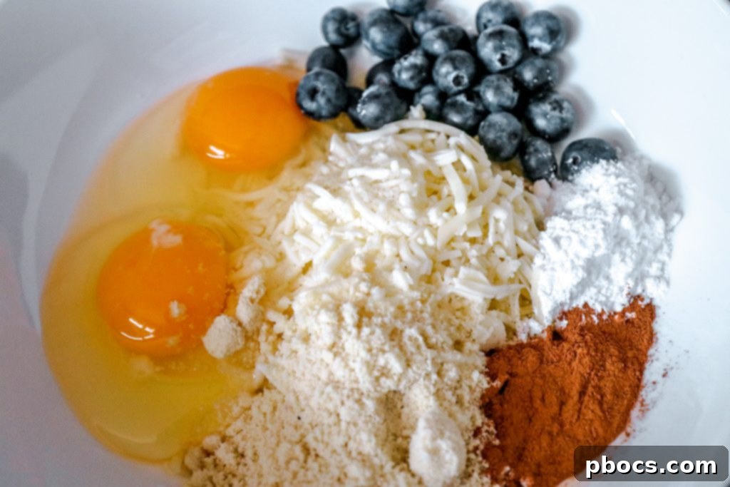 Fluffy Keto Blueberry Chaffles 9 Mixing Chaffle Ingredients