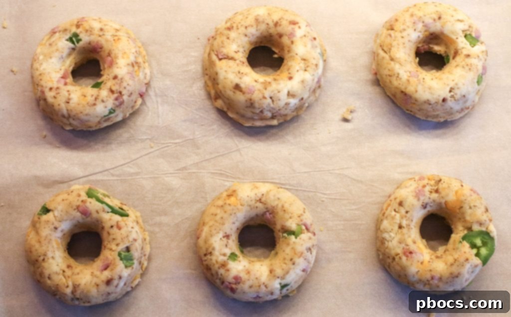 Forming Keto Bagel Shapes on Baking Sheet
