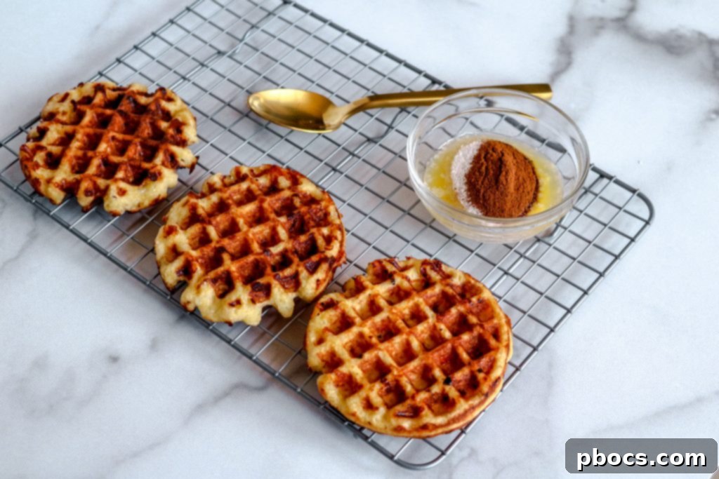 Perfect Keto Churro Chaffles 11 Applying Churro Topping