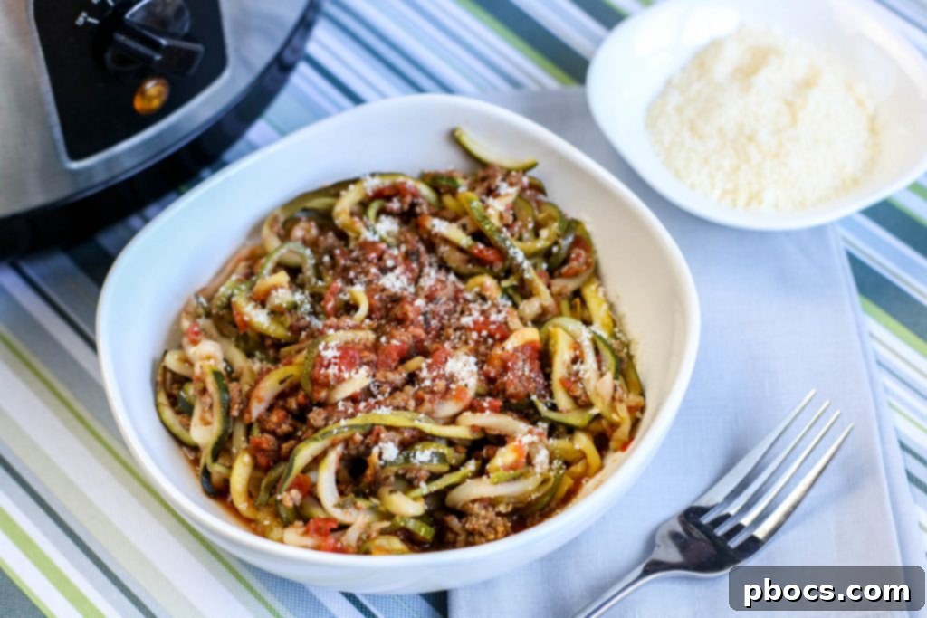 Low Carb Spaghetti Zoodles with Meat Sauce
