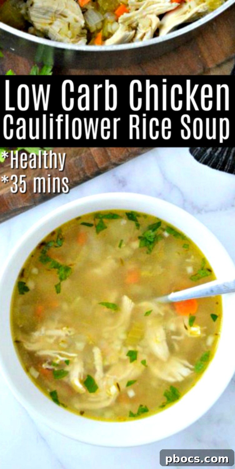 Keto Chicken Cauliflower Rice Soup 3 Low Carb Chicken Cauliflower Rice Soup Recipe Pin
